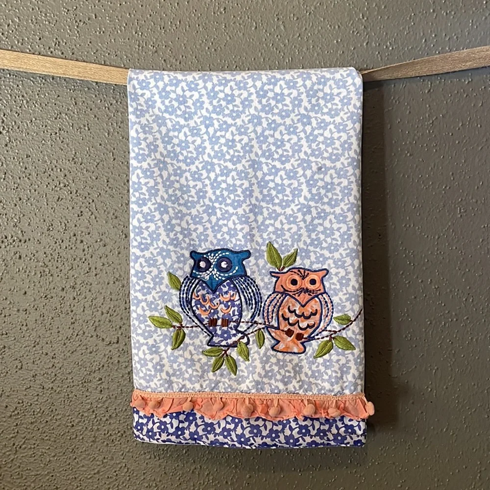 Sur la Table Floral Owls Kitchen Towel